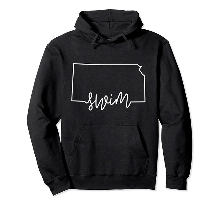State of Kansas Outline with Swim Script ABN510b Pullover Hoodie, T Shirt, Sweatshirt