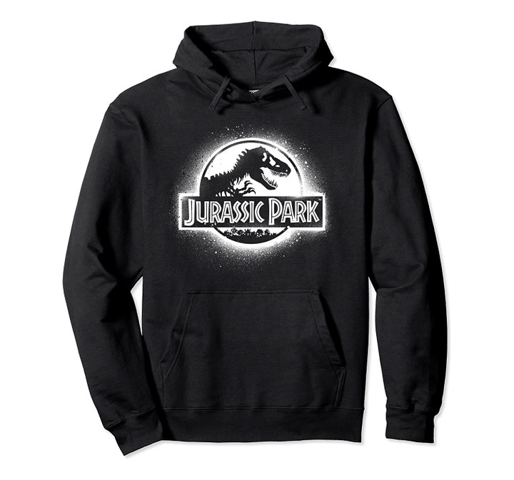 Jurassic Park All White Spray Paint Stencil Movie Logo Pullover Hoodie, T Shirt, Sweatshirt