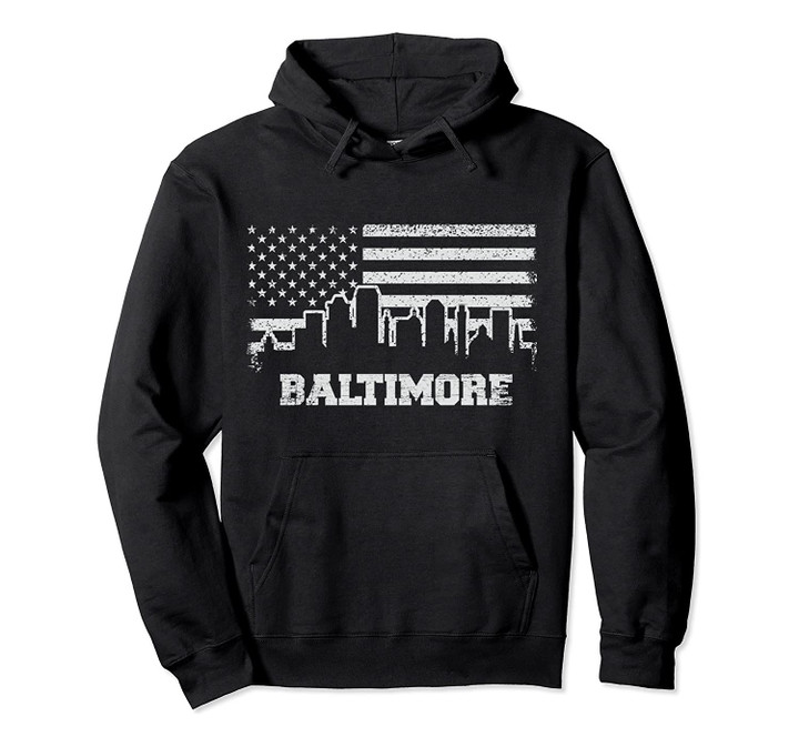 Baltimore City Maryland MD American Flag Souviner Gift Pullover Hoodie, T Shirt, Sweatshirt