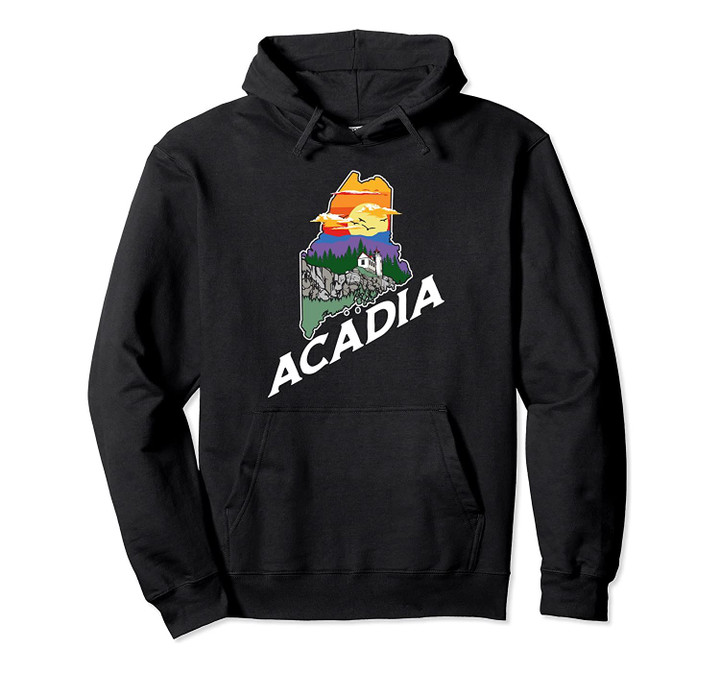 Retro Acadia Maine Nature & Outside Lover Illustrated Pullover Hoodie, T Shirt, Sweatshirt