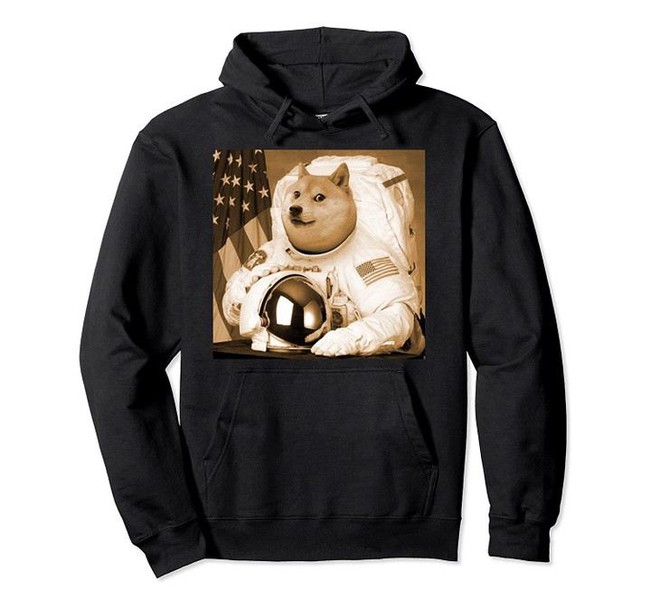 Men's Dogecoin Hoodie Moon Astronaut Meme Crypto Doggy, T Shirt, Sweatshirt