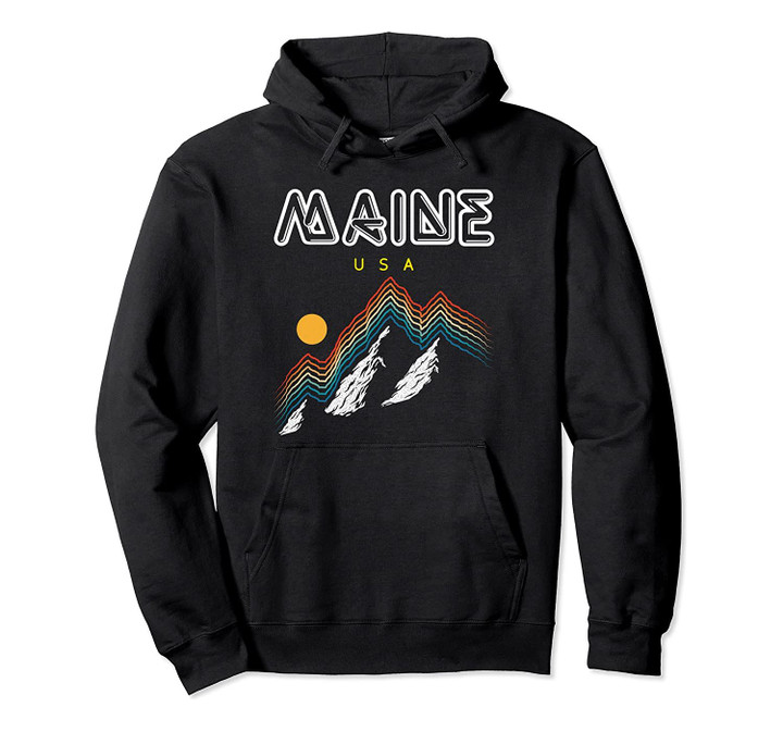Maine - USA Ski Resort 1980s Retro Pullover Hoodie, T Shirt, Sweatshirt