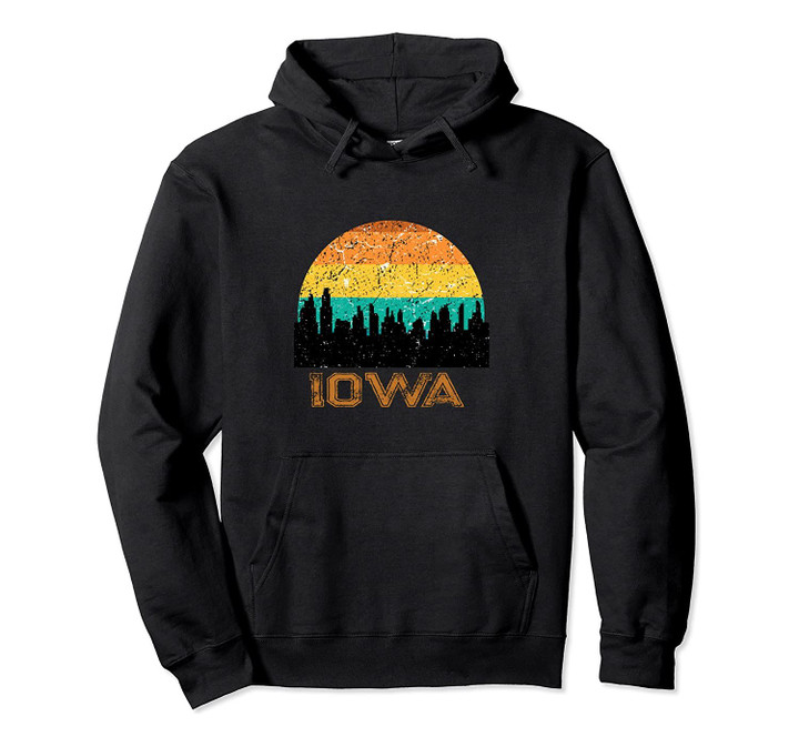Sunset Iowa IA Retro Vintage Skyline City Mens Kids Outfit Pullover Hoodie, T Shirt, Sweatshirt