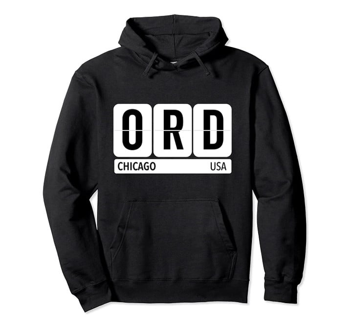 ORD Chicago Illinois USA Travel Souvenir Black Text Pullover Hoodie, T Shirt, Sweatshirt