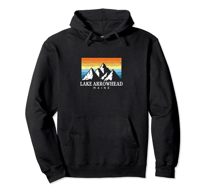 Vintage Lake Arrowhead, Maine Mountain Hiking Souvenir Print Pullover Hoodie, T Shirt, Sweatshirt
