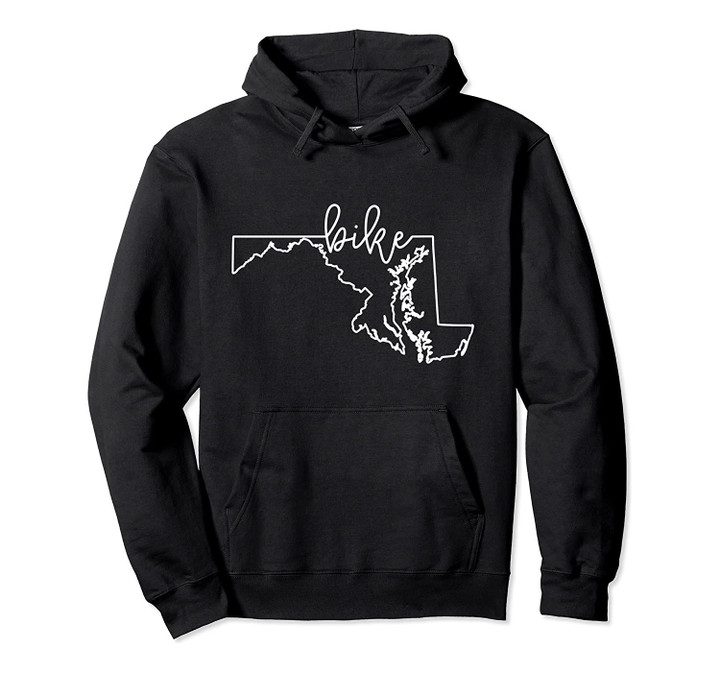 State of Maryland Outline with Bike Script ABN064b Pullover Hoodie, T Shirt, Sweatshirt