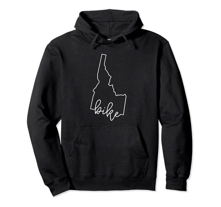 State of Idaho Outline with Bike Script ABN056b Pullover Hoodie, T Shirt, Sweatshirt