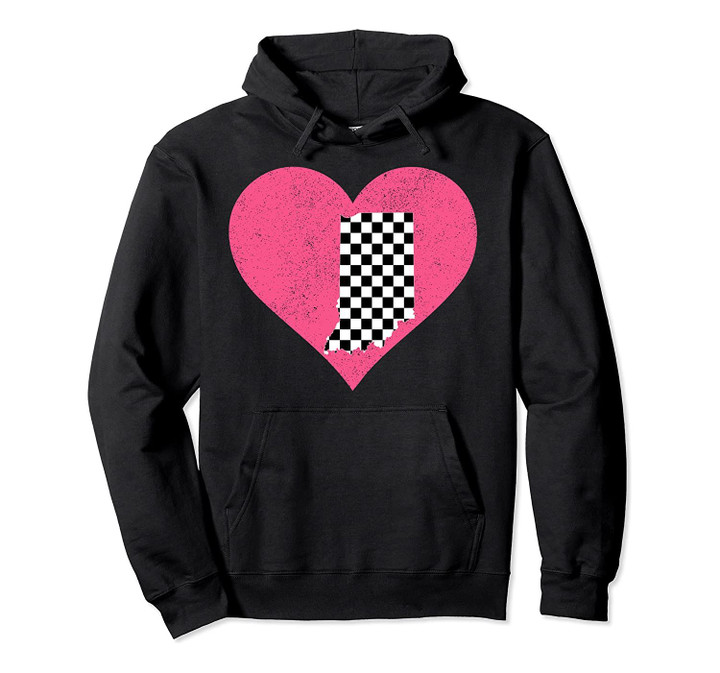 Checkered I Love Indiana State map pink heart USA Hoodie, T Shirt, Sweatshirt