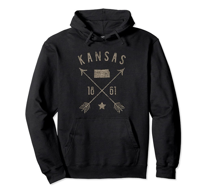 Vintage Kansas Hoodie Distressed Home State Map Arrows, T Shirt, Sweatshirt