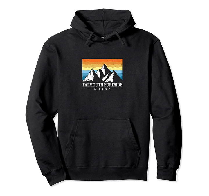 Vintage Falmouth Foreside, Maine Mountain Print Pullover Hoodie, T Shirt, Sweatshirt