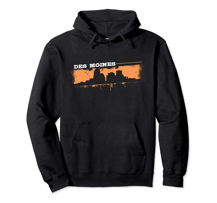 Des Moines Iowa Skyline Retro Grafitti Style Pullover Hoodie, T Shirt, Sweatshirt