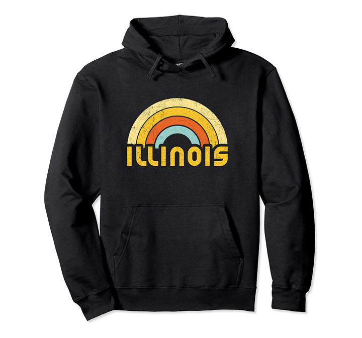 Colorful Retro Illinois Pullover Hoodie, T Shirt, Sweatshirt