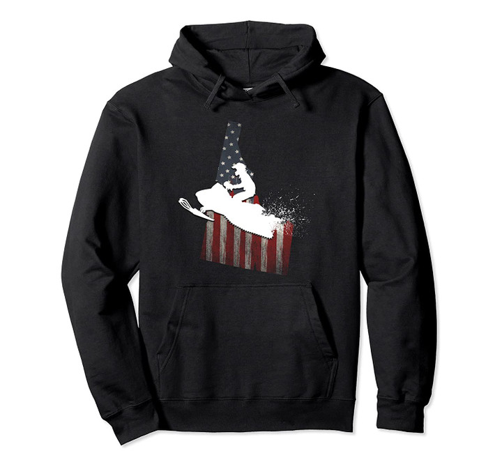 USA Flag Idaho Snowmobile Pullover Hoodie, T Shirt, Sweatshirt
