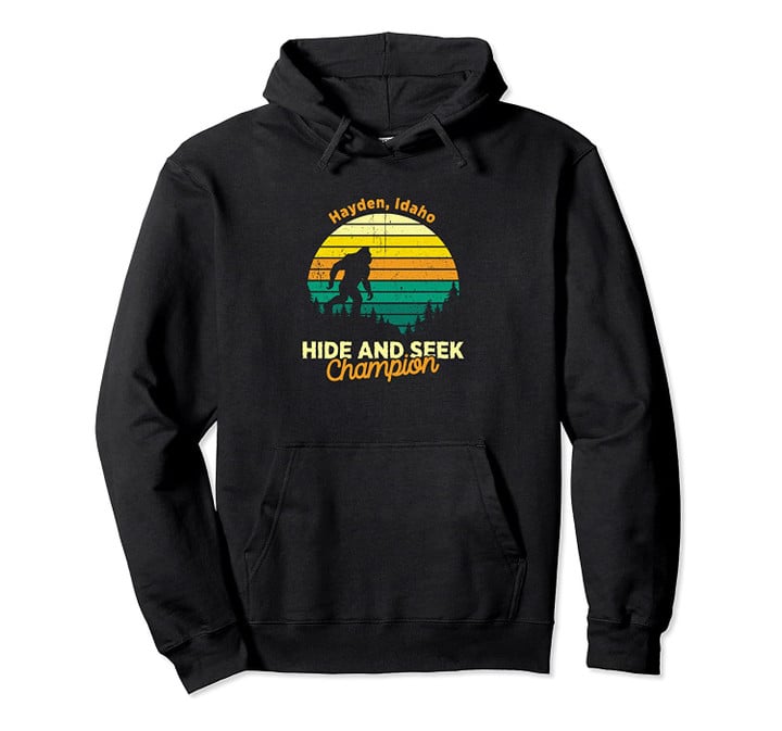 Retro Sasquatch Hayden, Idaho Bigfoot State Souvenir Pullover Hoodie, T Shirt, Sweatshirt