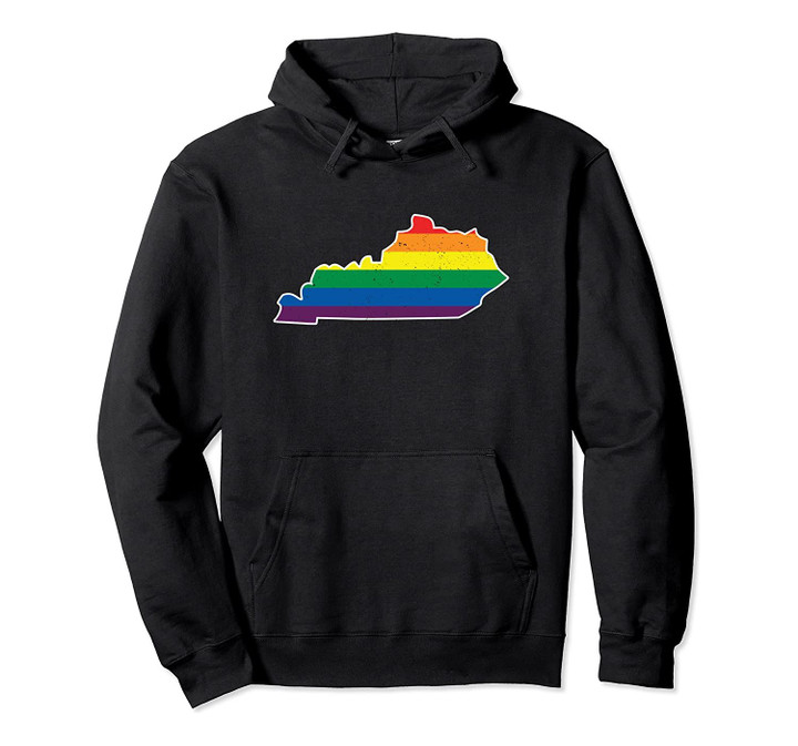 Gay Pride Flag - Kentucky Map - Rainbow Stripes Pullover Hoodie, T Shirt, Sweatshirt