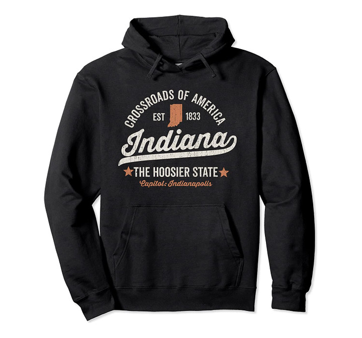 Indiana Vintage Sports Design Hoosier State Dark Rough Pullover Hoodie, T Shirt, Sweatshirt