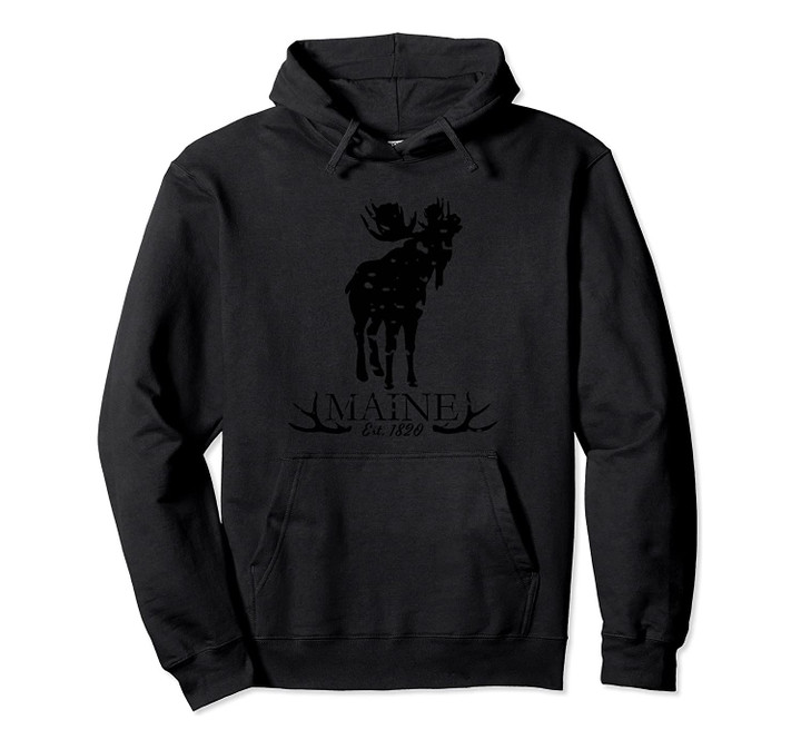 Snowing Maine Moose Pullover Hoodie, T Shirt, Sweatshirt