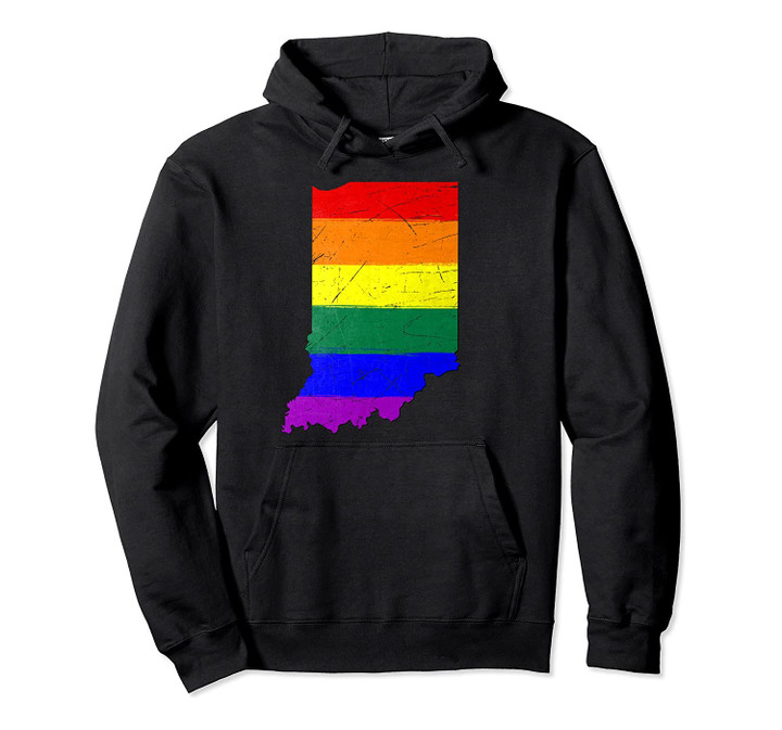 Indiana Silhouette LGBT Pride Flag Pullover Hoodie, T Shirt, Sweatshirt
