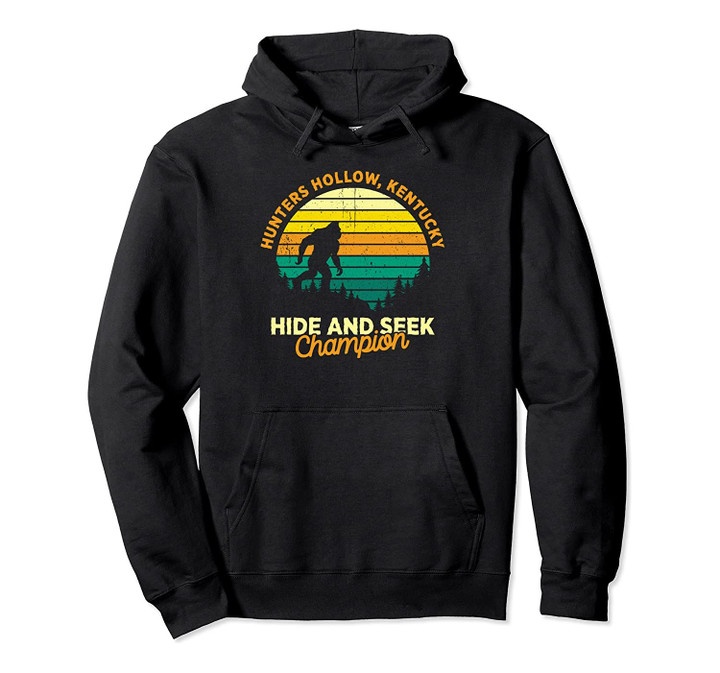 Retro Hunters Hollow, Kentucky Big foot Souvenir Pullover Hoodie, T Shirt, Sweatshirt