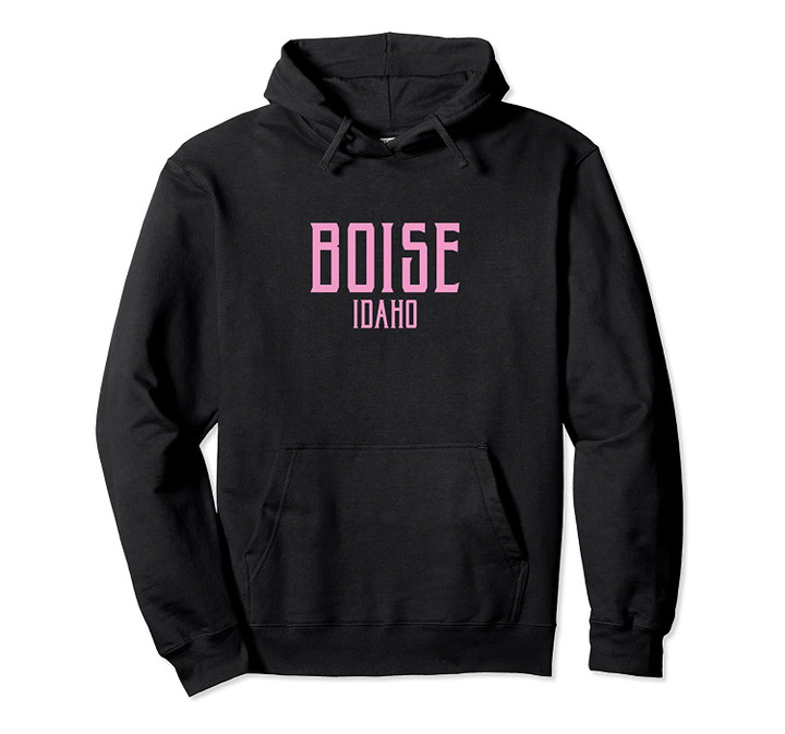 Boise Vintage Text Pink Print Pullover Hoodie, T Shirt, Sweatshirt