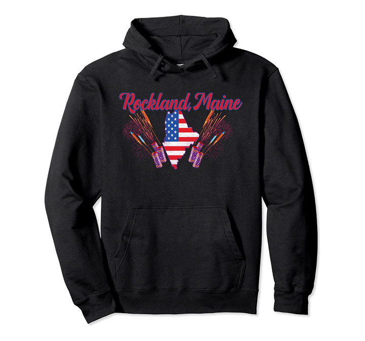 Rockland Maine American Flag - Tourist 4th Of July Pullover Hoodie, T Shirt, Sweatshirt