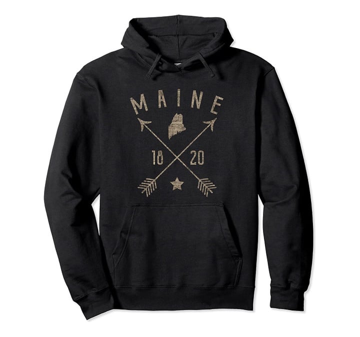 Vintage Maine Distressed Home State Map Boho Arrows Pullover Hoodie, T Shirt, Sweatshirt