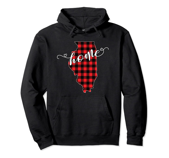 Illinois IL State Outline Home Winter Red Buffalo Plaid Gift Pullover Hoodie, T Shirt, Sweatshirt