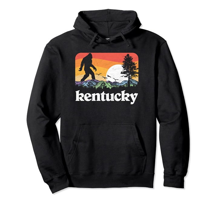 Retro Kentucky Bigfoot Mountain & Trees Nature Outdoors Pullover Hoodie, T Shirt, Sweatshirt