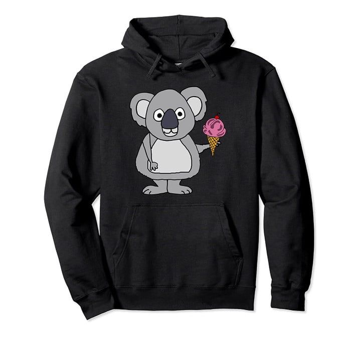 Smileteesall Funny Koala Bear eating Ice Cream Pullover Hoodie, T Shirt, Sweatshirt