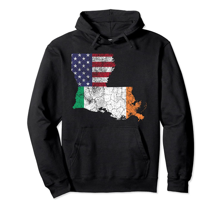 Irish American Flag Louisiana St. Patrick's Day Vintage Gift Pullover Hoodie, T Shirt, Sweatshirt