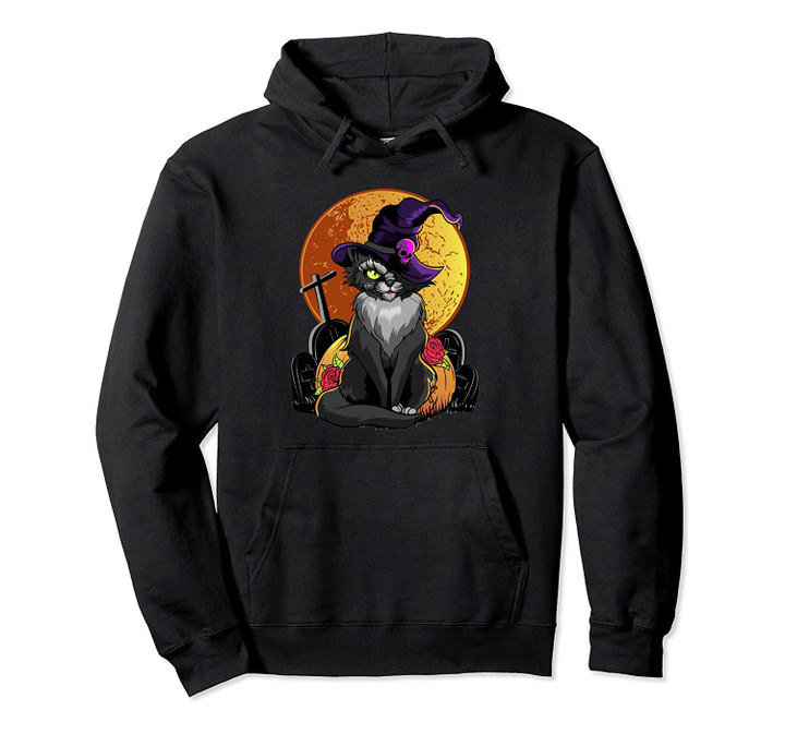 Spooky Cat Maine Coon Witch Pumpkin Scary Hat Womens Mens Pullover Hoodie, T Shirt, Sweatshirt