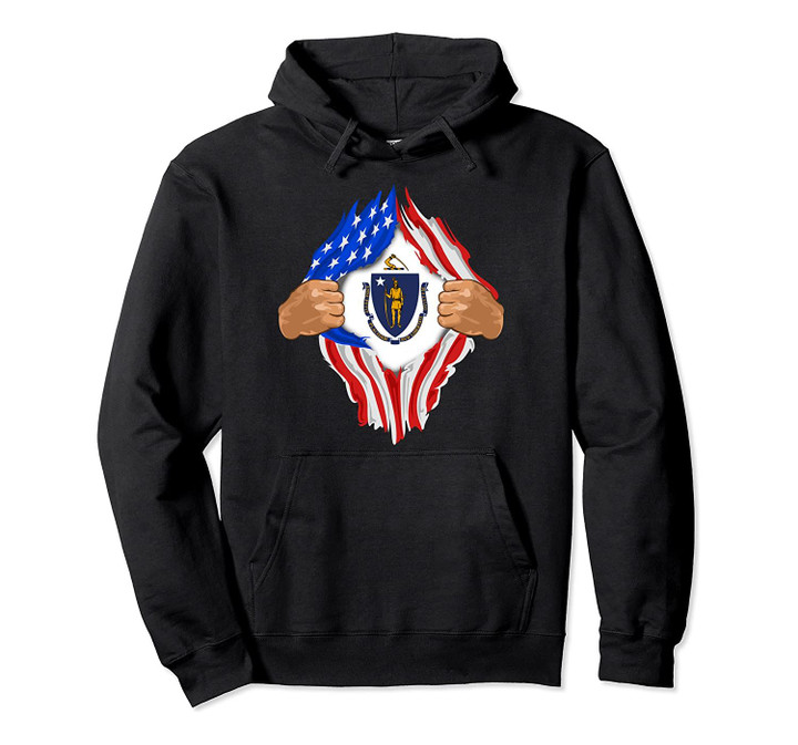Massachusetts Roots Inside State Flag | American Proud Pullover Hoodie, T Shirt, Sweatshirt