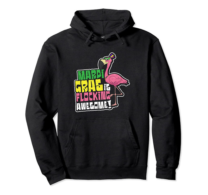 Mardi Gras Beads Design Flamingo Flocking Awesome Gift Pullover Hoodie, T Shirt, Sweatshirt