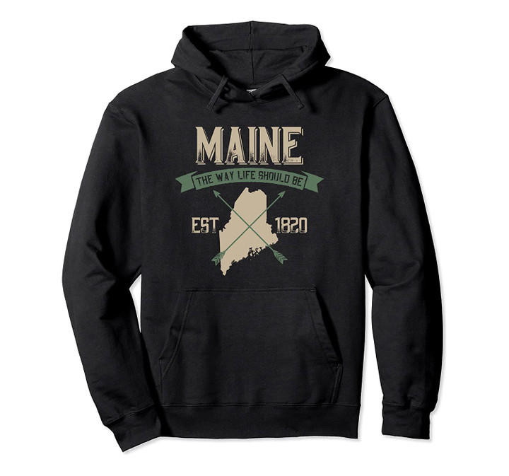 Vintage Maine State graphic Pullover Hoodie, T Shirt, Sweatshirt