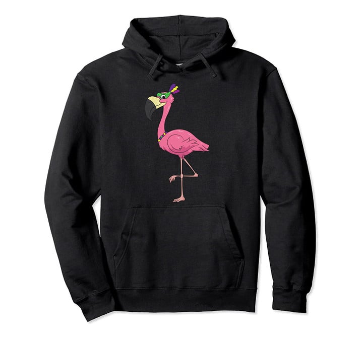 Mardi Gras Beads Design Flamingo Gift Pullover Hoodie, T Shirt, Sweatshirt