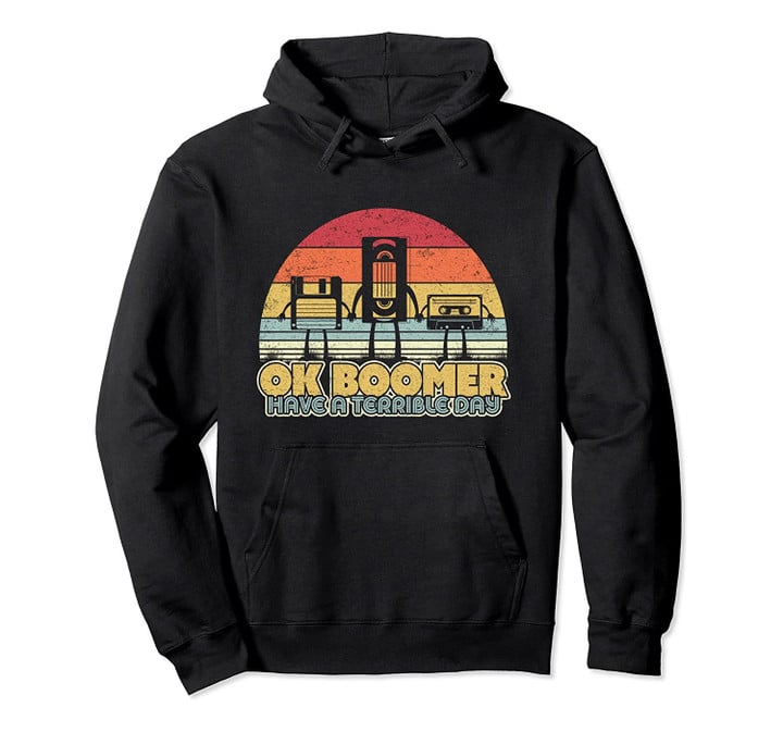 OK Boomer, Retro Funny Meme Ironic Old Technology Pullover Hoodie, T Shirt, Sweatshirt