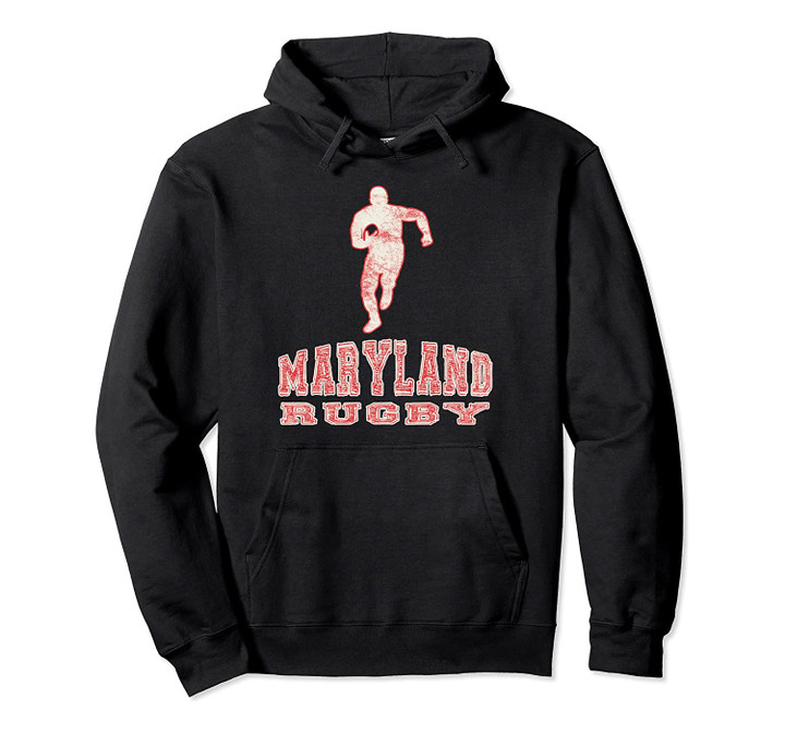 Vintage Maryland Rugby with Rugby Player Pullover Hoodie, T Shirt, Sweatshirt