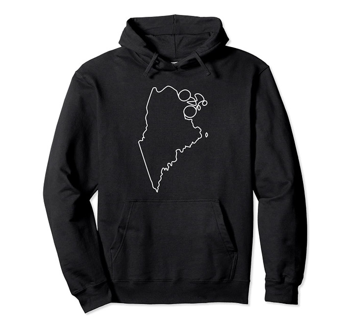 State of Maine Outline with Cyclist Design ABN163b Pullover Hoodie, T Shirt, Sweatshirt