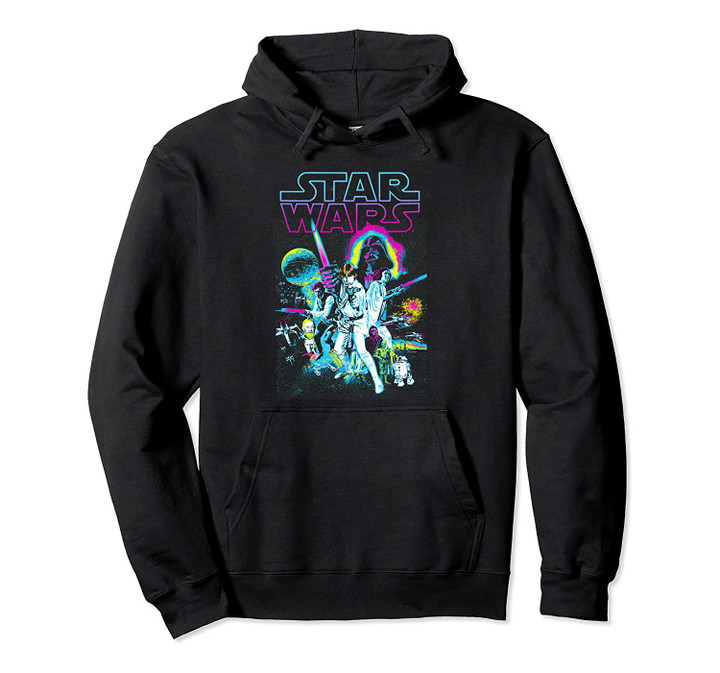 Star Wars Vintage Neon Splatter Movie Poster Pullover Hoodie, T Shirt, Sweatshirt