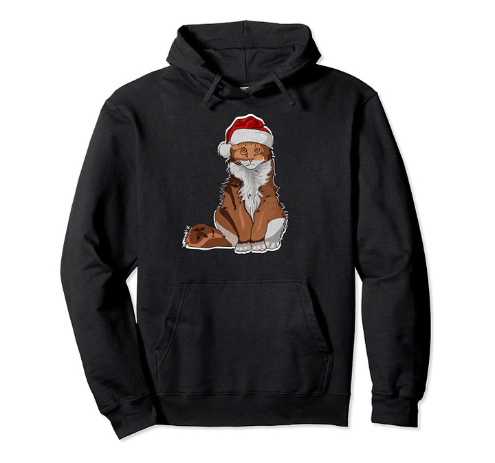 Maine Coon cat Xmas Funny Santa Hat Christmas Cat Lover Pullover Hoodie, T Shirt, Sweatshirt