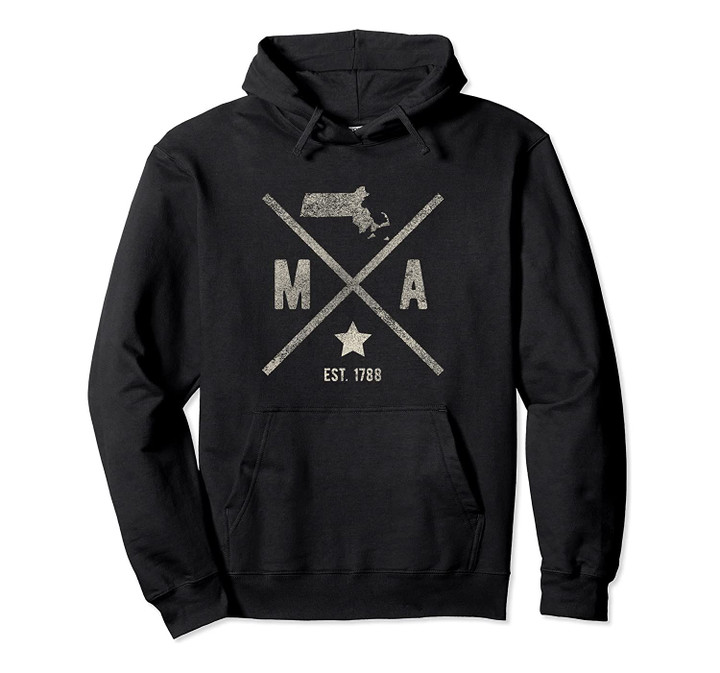 Vintage Massachusetts Home State Outline MA Map Silhouette Pullover Hoodie, T Shirt, Sweatshirt