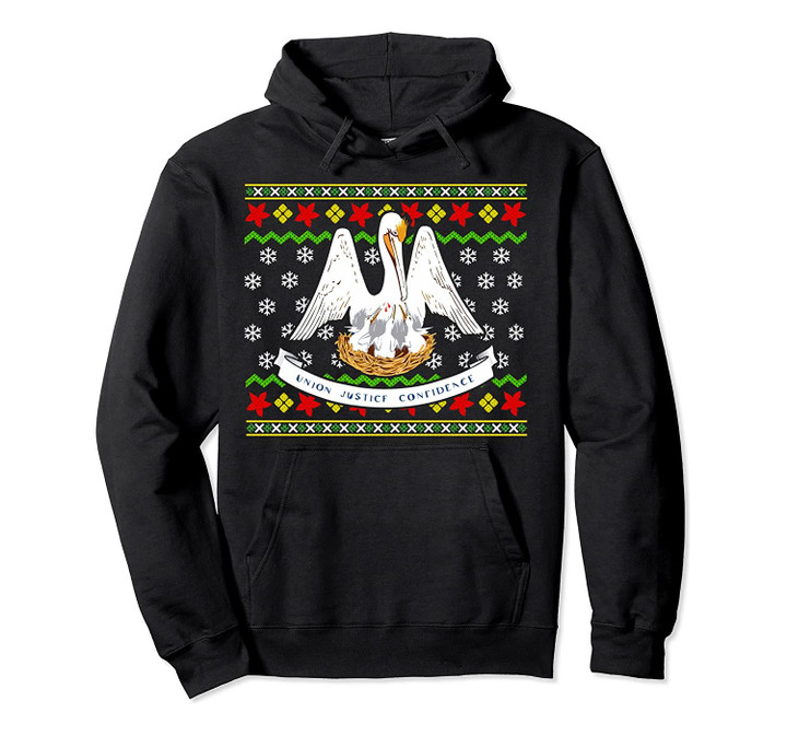 Louisiana Flag Ugly Christmas Pattern Gift Pullover Hoodie, T Shirt, Sweatshirt
