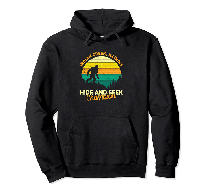 Retro Indian Creek, Illinois Big foot Souvenir Pullover Hoodie, T Shirt, Sweatshirt