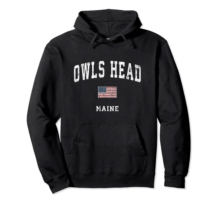 Owls Head Maine ME Vintage American Flag Sports Design Pullover Hoodie, T Shirt, Sweatshirt