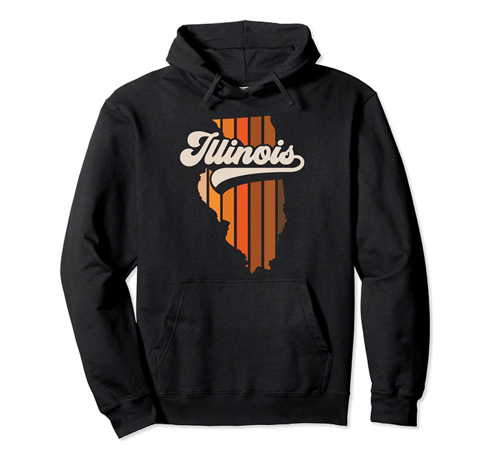 Illinois Hoodie Vintage Retro 70s Stripe State Silhouette, T Shirt, Sweatshirt