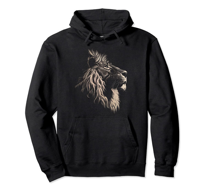 Realistic Lion Head Pullover Hoodie, T Shirt, Sweatshirt