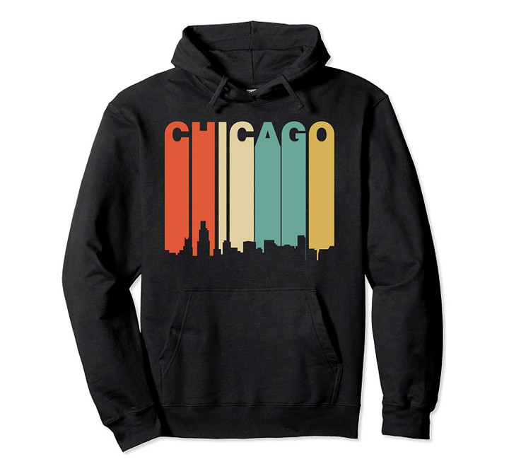 Retro 1970's Style Chicago Illinois Skyline Hoodie, T Shirt, Sweatshirt