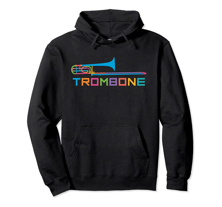 Rainbow Trombone Hoodie for Music Lovers, T Shirt, Sweatshirt