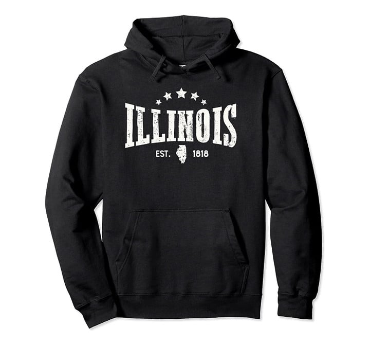 Illinois Vintage Distressed Rodeo Style Home State Pullover Hoodie, T Shirt, Sweatshirt