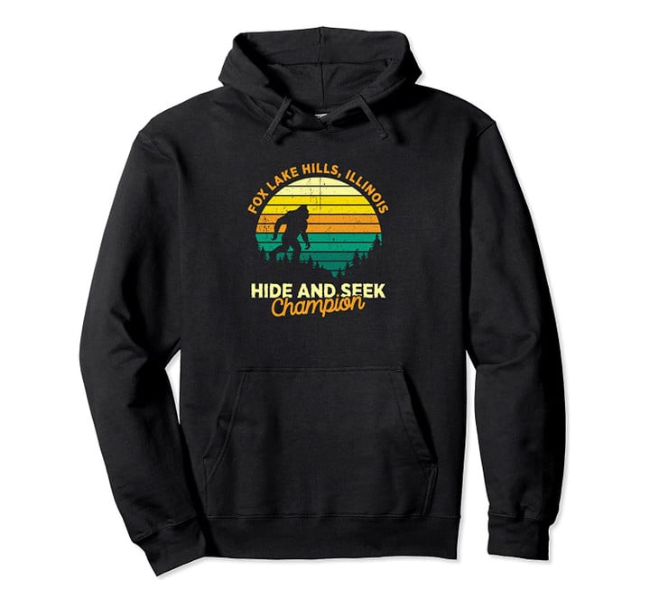 Retro Fox Lake Hills, Illinois Big foot Souvenir Pullover Hoodie, T Shirt, Sweatshirt